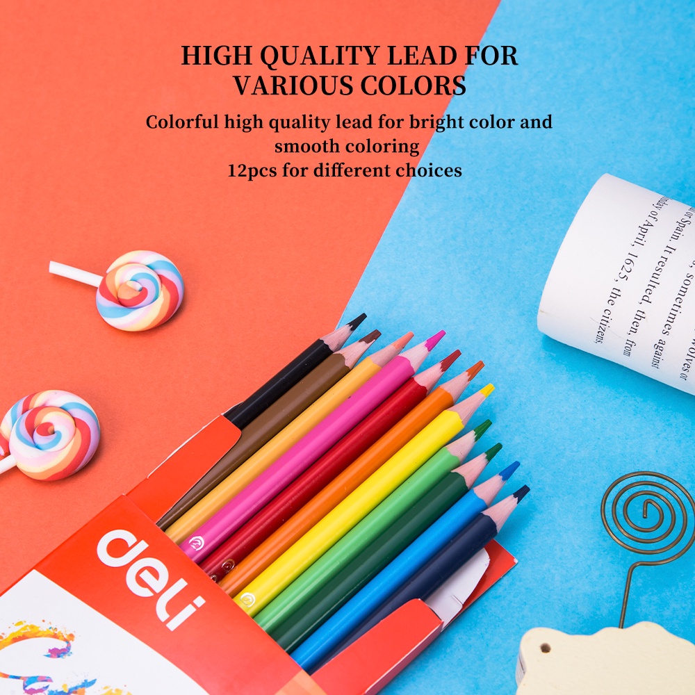 

EQH DELI PENSIL WARNA- BENTUK SEGITIGA ERGONOMIS WARNA CERAH 12/18/24 WARNA CAT TIDAK BERACUN