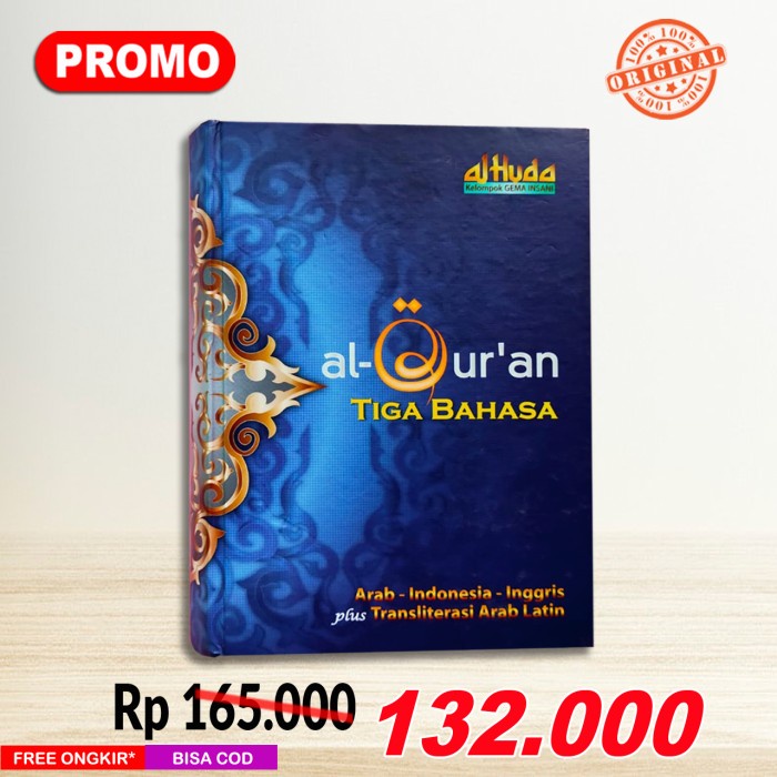 Ready  Al-Quran Tiga Bahasa (Indonesia, Arab, Inggris) dan Latin ORIGINAL ASLI