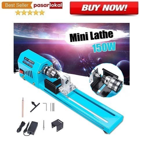 Mesin Bubut Kayu Mini Lathe Beads Grinding Polisher Diy Woodworking