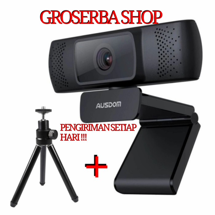Best Seller Webcam Ausdom Af640 1080P Auto Focus + Tripod Webcam - Webcam Af 640