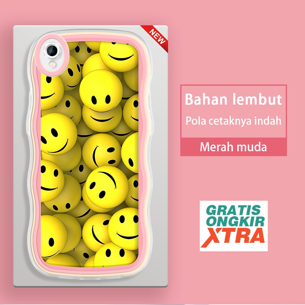 OPPO A37 A37F A53 2020 A52 A54 2021 A55 A57 2022 A59  Casing Ponsel  Pola Smiley kuning 3D  warna-wa