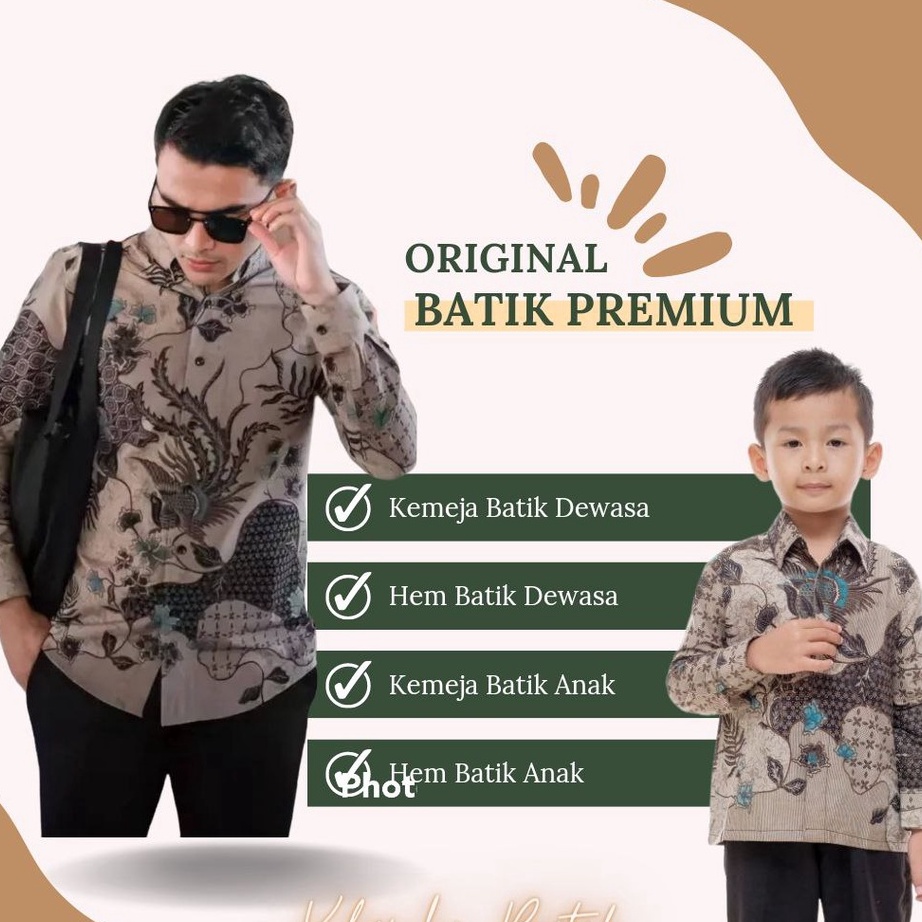 Original Kemeja Batik Pria Motif Sekarjagad Putih Coklat Dan UNgu// Couple Batik Ayah Dan Anak Laki-