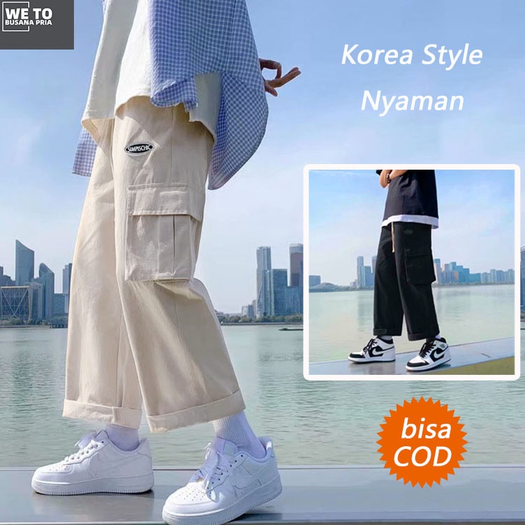 ➾❈❁ Celana cargo korea casual pria Celana cargo panjang pria Celana cargo cowok kulot cargo celana e