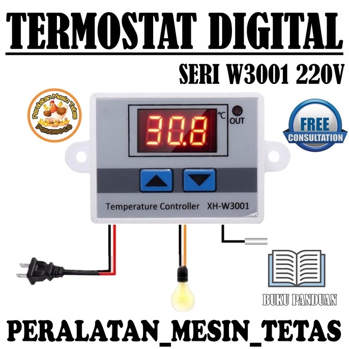 Buruan Beli.. Termostat Digital 220V Termostat W3001 AC  Untuk Mesin Tetas pengatur suhu Mesin Tetas Telur Full Otomatis SAK