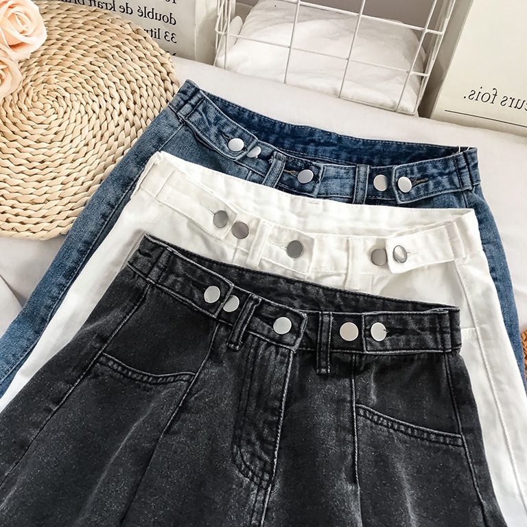 Stok terbatas.. Salju hitam/Puith/Biru Women New Arrival 2023 Celana Hot Pants High Waist Jeans Wani