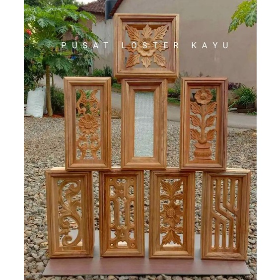 JAE_50 LOSTER KAYU JATI motif  ukiran dan minimalis ukuran 33x16 cm ProdukFKA2