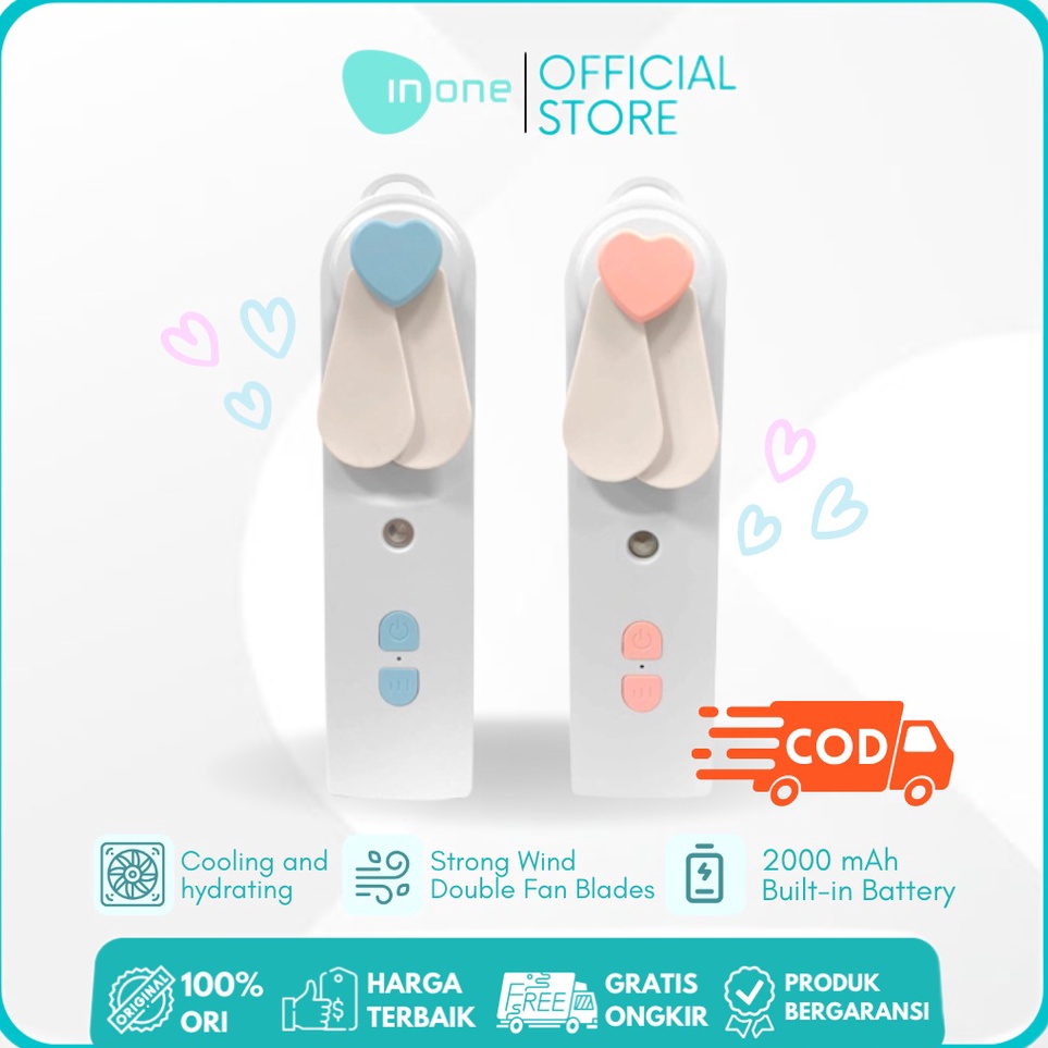 Harga Promo Inone Kipas Angin 2 in 1 dengan Humidifier Pocket Fan USB Rechargeable