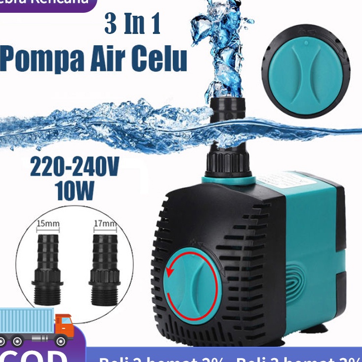 ➵LlL 220V-240V 10 Watt Pompa Celup Aquarium Pompa Air Celup Kolam Ikan Water Pump EB-303 Pompa Celup Aquarium/Powet Heads/Air Pump Kyoto 3 In 1 Pompa Aquarium ✹ ➷