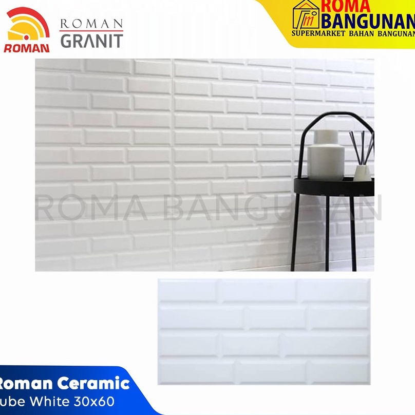 Terupdate Roman Keramik Dinding Kamar Mandi / Dapur Dtube White Tube White 30x60R W63801R DGT