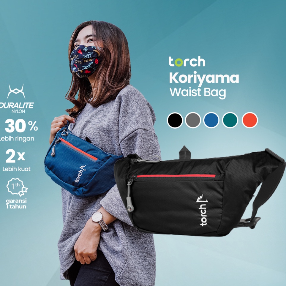 id8e8Ds TORCH Koriyama Tas Pinggang Selempang Konser Ringan Anti Air Pria Wanita - Waistbag Sling ba