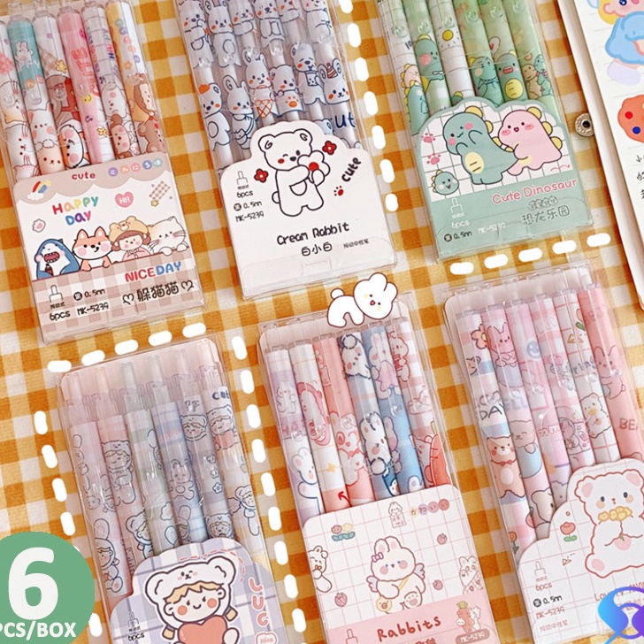 

♚ VII 9216 Gel pen/Pulpen 6pcs/box Hitam 0.5mm-Suning Mall 5.5 COD パ