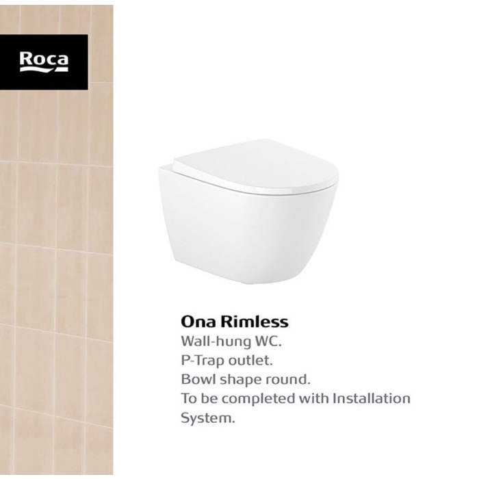 Terlaris Closet Wall Hung Roca Ona Rimless Toilet
