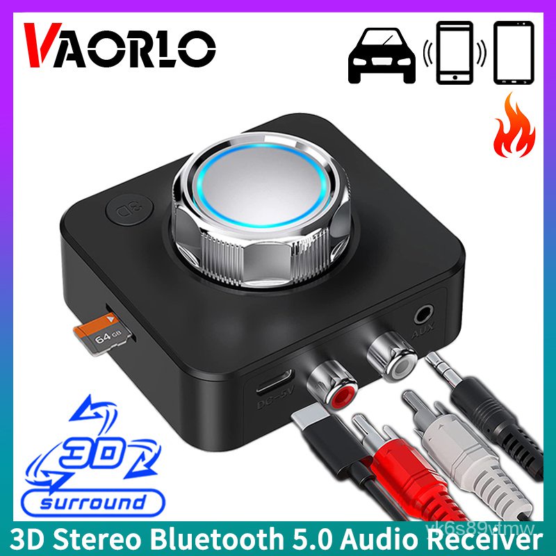 ✅&amp;VAORLO 3D Bluetooth 5.0 Audio Receiver Surround Stereo Sound SD TF Card RCA 3.5mm AUX USB Wireless Adapter For CAR Kit Speaker