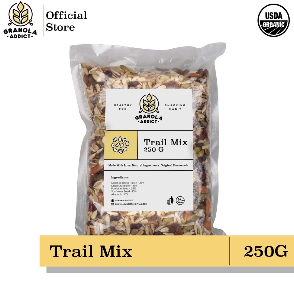 

Best Terlaris.. Granola Addict - Trail Mix (Sunflower, Pumpkin Seeds, Almond, Raisin, Cranberry) 250G MSA