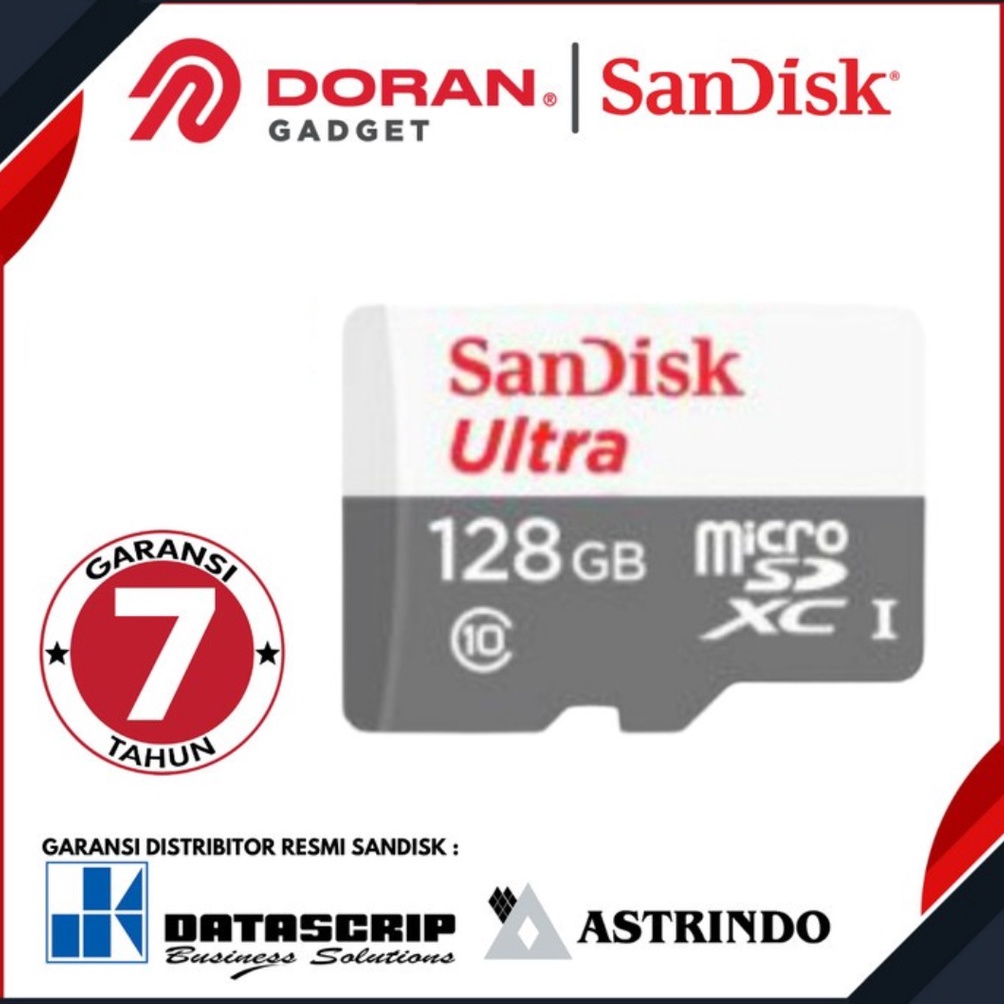 Produk.. Sandisk Micro SD 128GB CL10 100Mbps (NA) Memory Card 128GB MMC 128GB - Garansi Resmi 7 Tahu