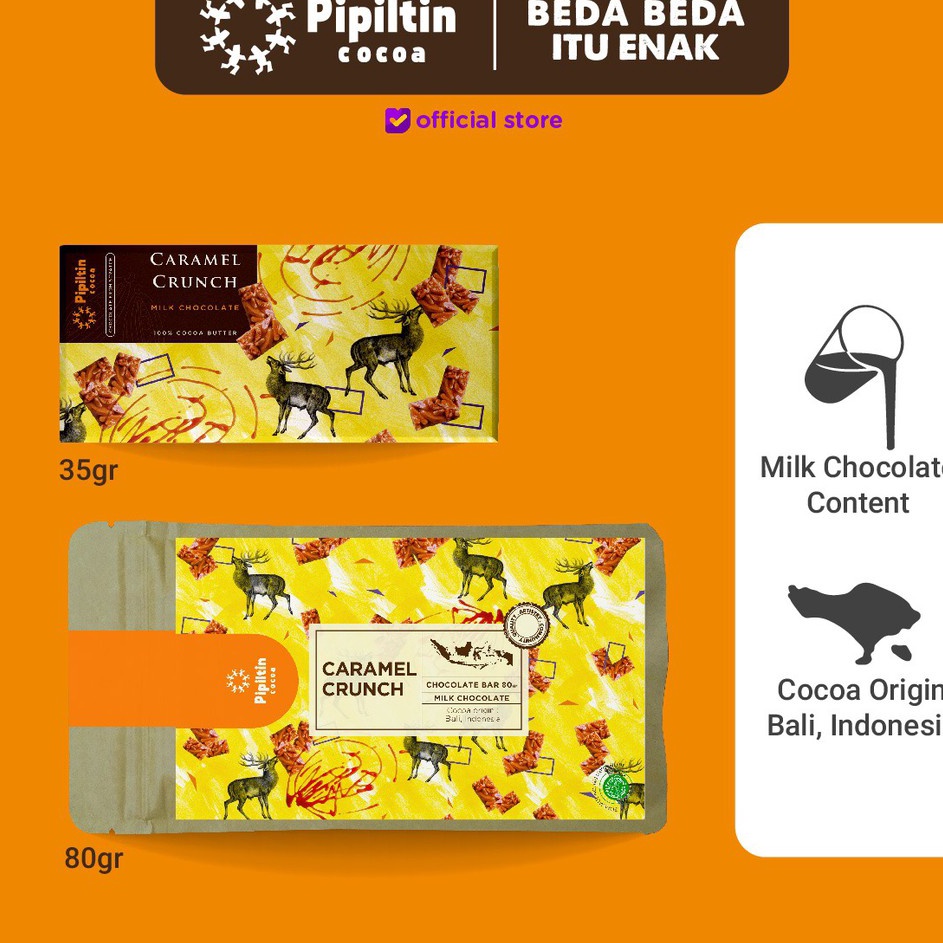 

✷Model Baru✮ Pipiltin Cocoa Milk Coklat - Chocolate Bar Caramel Crunch M71 ✧