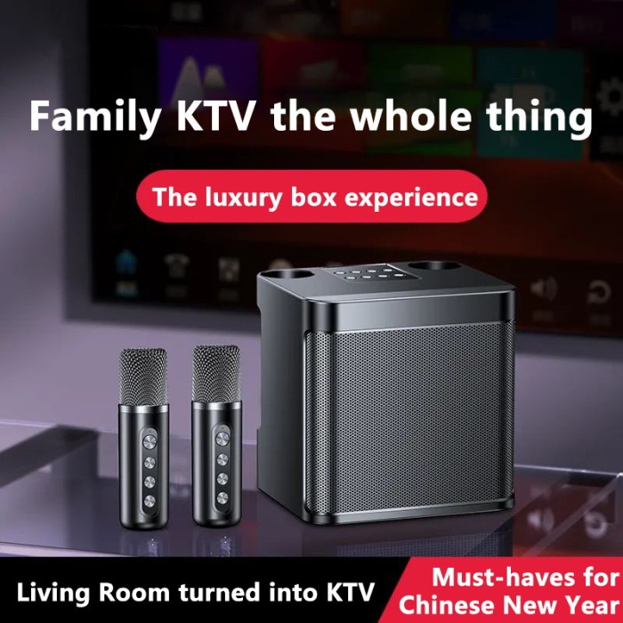 Terlaris Karaoke Bluetooth Speaker Wireless 2 Mic Tv Aux Speaker Hf Bluetooth