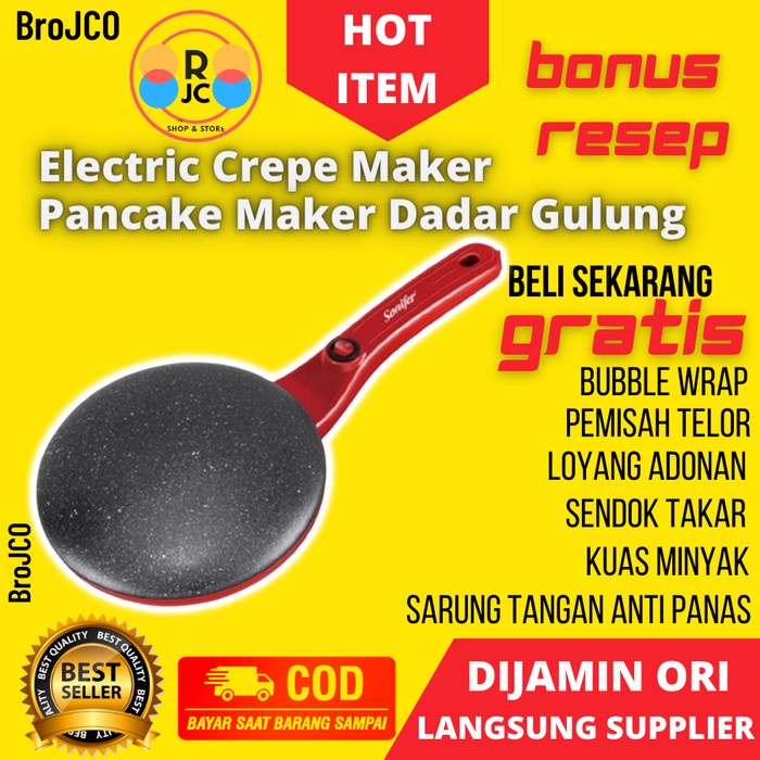 Best Seller Crepes Crepe Pancake Maker Cetakan Teflon Teplon Dadar Gulung Elektrik
