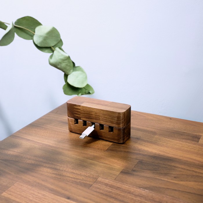 

Wood Magnetic Cable Holder / Cable Dock / Organizer - American Walnut