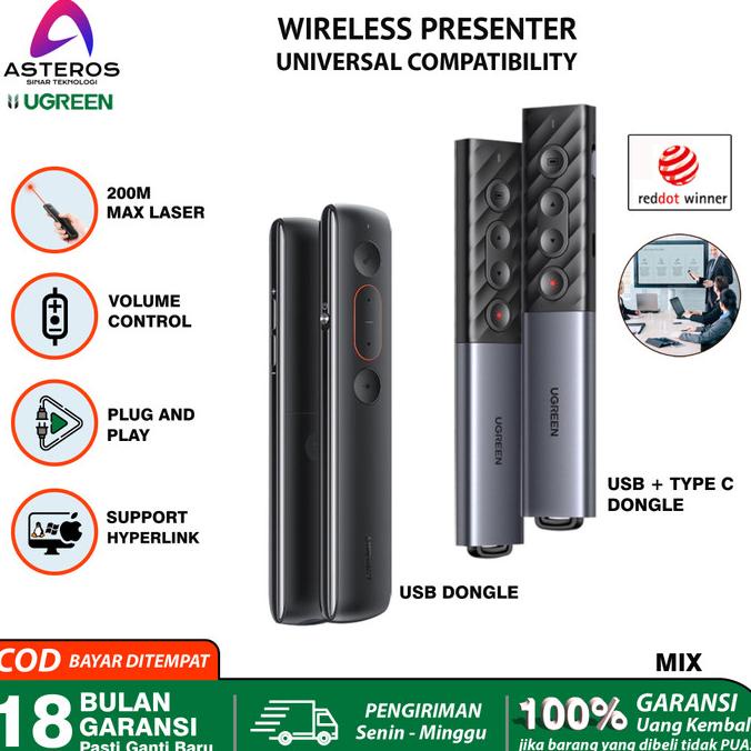 New Pointer Wireless Presenter Remote Control Laser Pointer Presentasi Terbaik