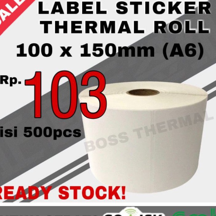

[JQ✪/K✪> KERTAS LABEL THERMAL 100x150 sticker BARCODE ukuran A6 100 x 150/ banyak dimiinati.