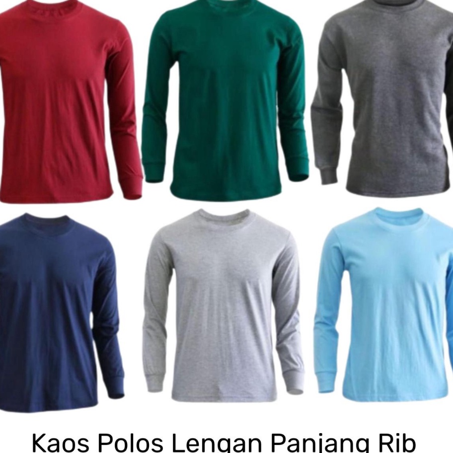 Terlaku. Kaospolos - Kaos polos lengan panjang ujung lengan pakai ban karet atau rib premium pe | at