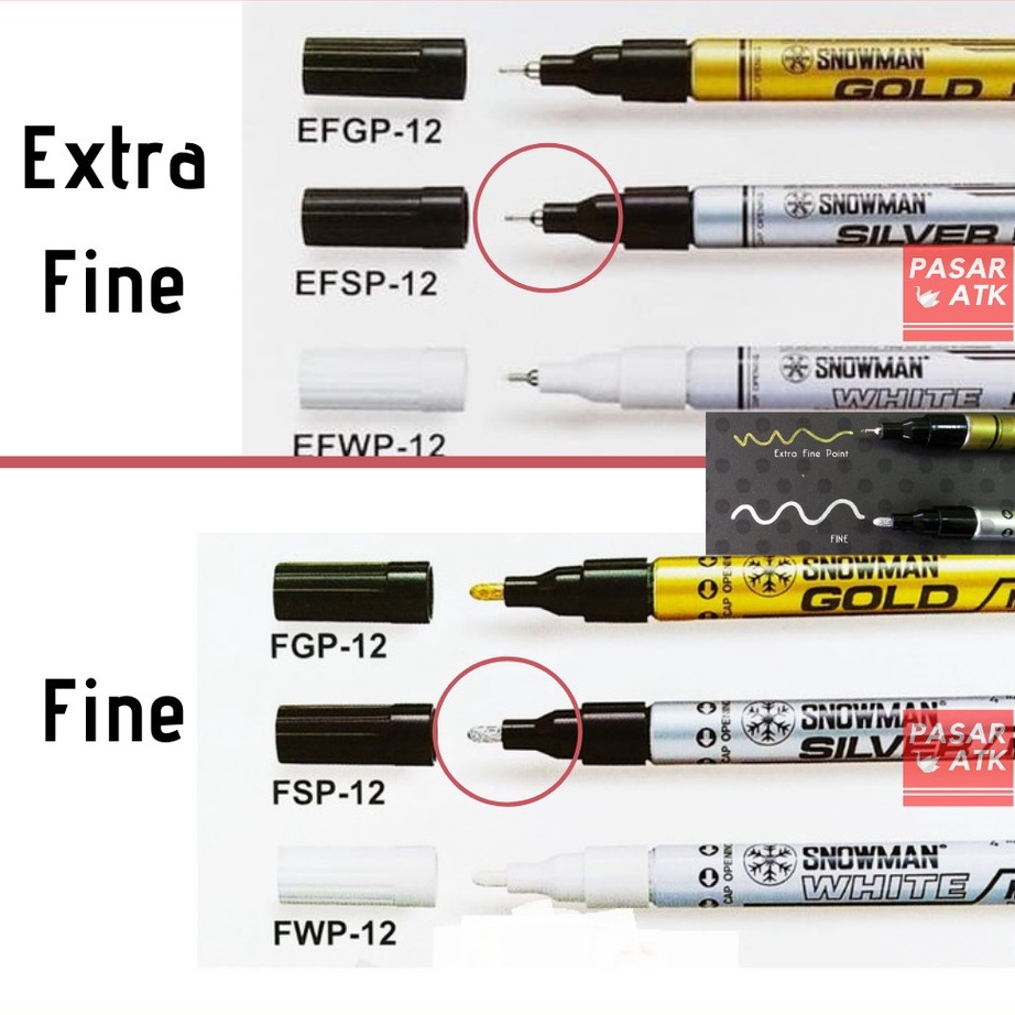

ケ C 52109 Spidol SNOWMAN Paint Marker Fine/ Extra Fine (pcs) (♥C6369] Ø
