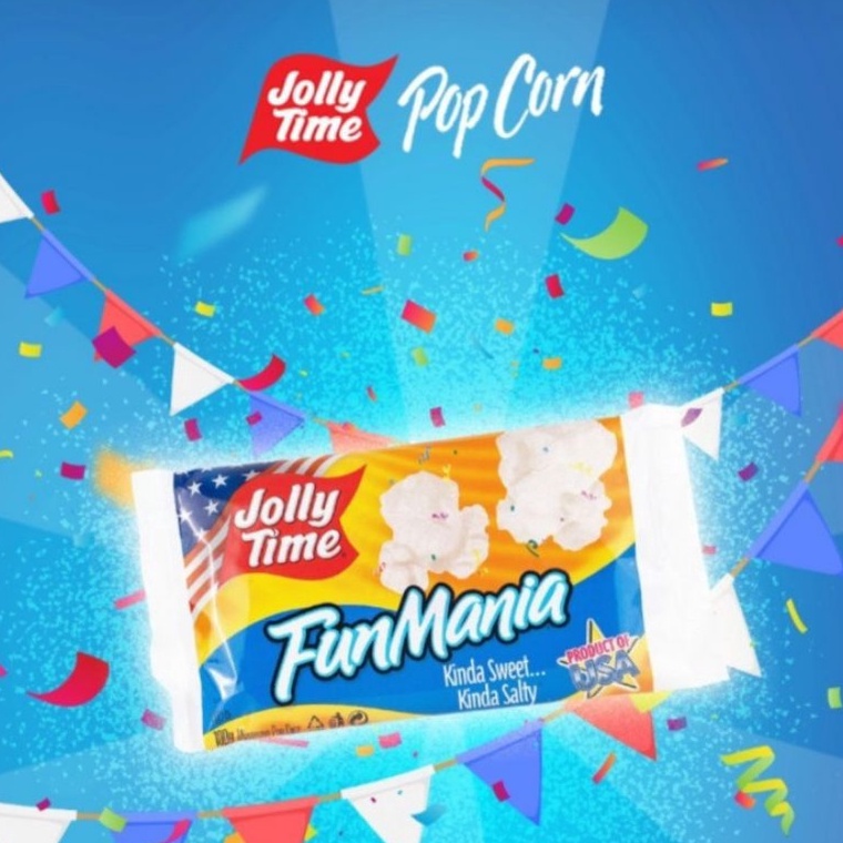 

Ready Stock Popcorn Jolly Time Fun Mania / Pop corn rasa Manis Asin 7MG