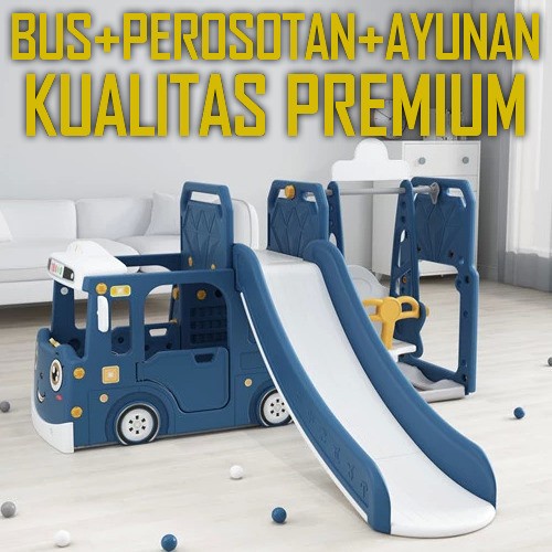 Mainan Tayo Perosotan Anak Bus Slide Swing Set Little Pumpkins Toys