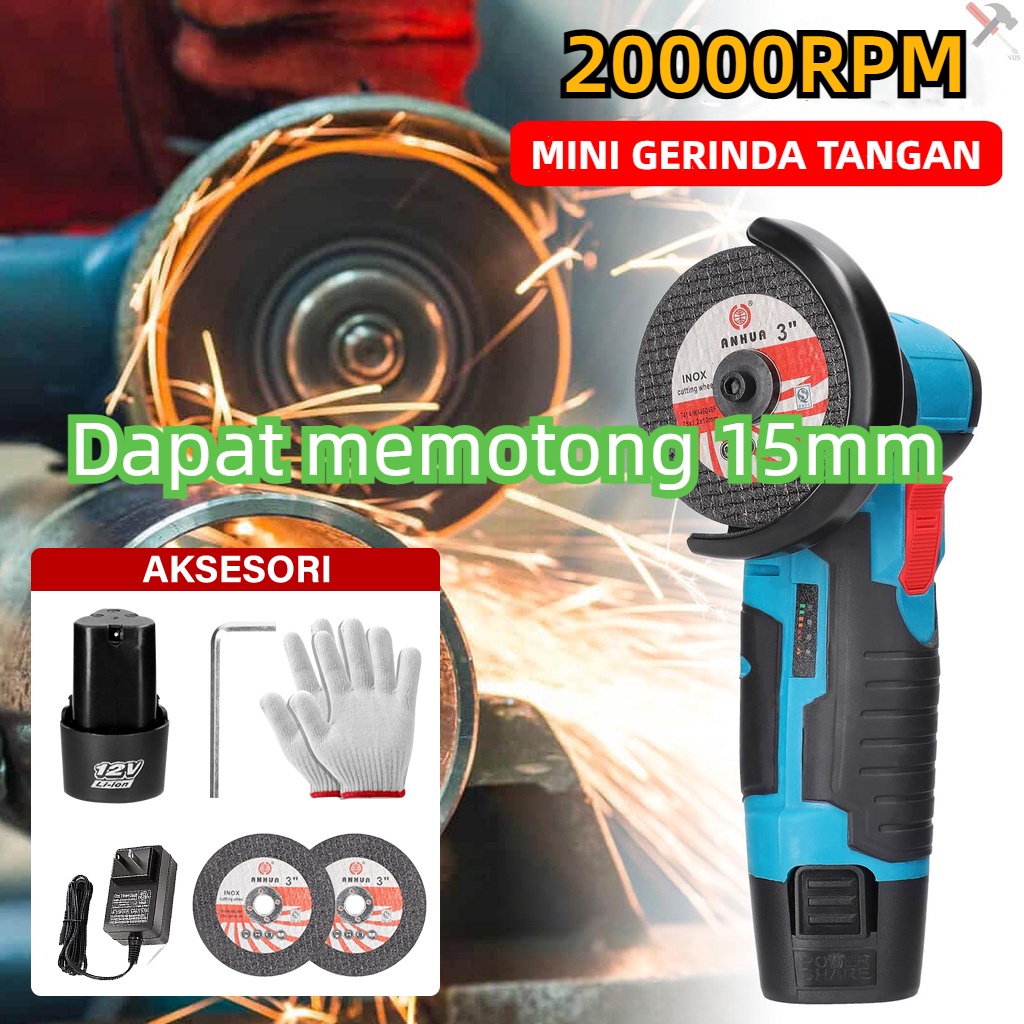 QQ3 MESIN GERINDA TANGAN MINI LISTRIK GURINDA 12V TANPA KABEL GRINDA TANGAN RLB