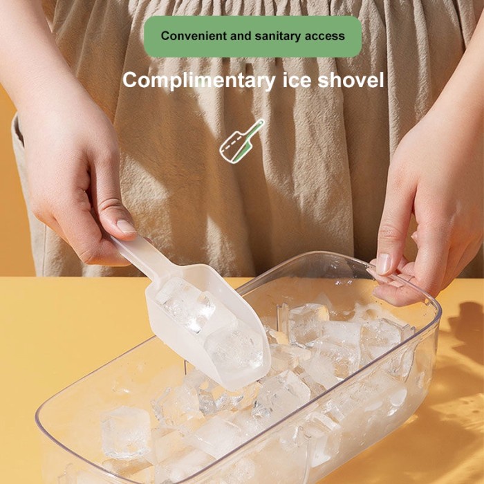 Cetakan Es Batu El Tekan Ice Tray Wadah Ice Cube Dengan Tutup Set