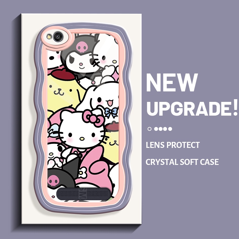 Casing Ponsel untuk Xiaomi Redmi 4X 5A 6A 5 Plus 6 7 Case lucu pola casing pinggiran gelombang HP si