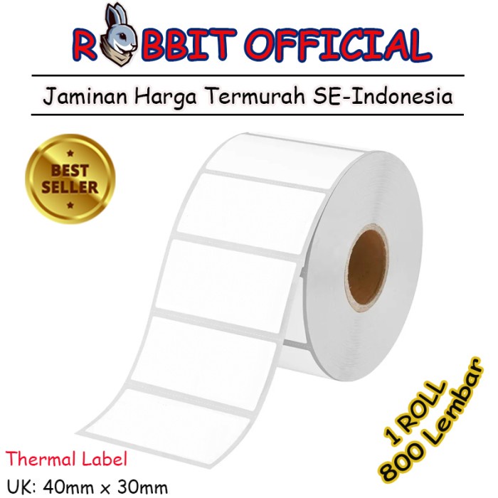 

Terlaris Label Thermal 40 X 30 Kertas Sticker Barcode 40X30 Mm Isi 800 Pcs