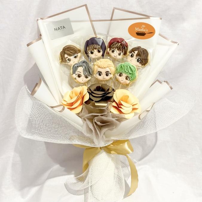 Promo Cookies Hias Bouquet Buket Kukis Flower Bunga Bts Bt21 Graduation