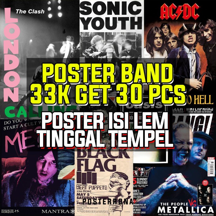 best NEW [30 PCS ISI LEM] POSTER PUNK / ROCK / METAL / POPPUNK / HARDCORE BAND