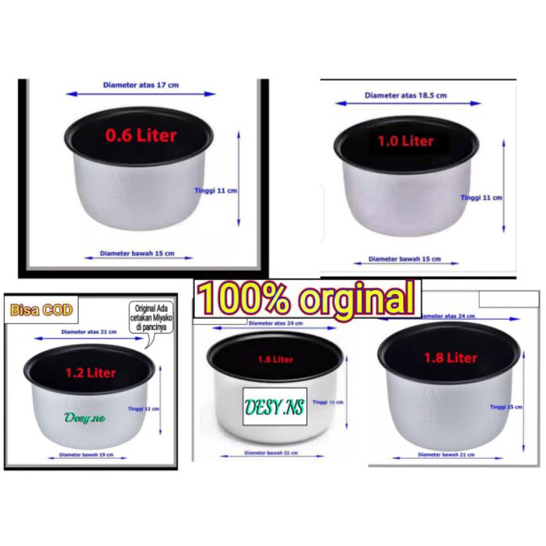 BEST SELLER Panci Miyako 0.6-1.8liter 100% Original/ Panci Rice Cooker Miyako 0.6-1.8liter