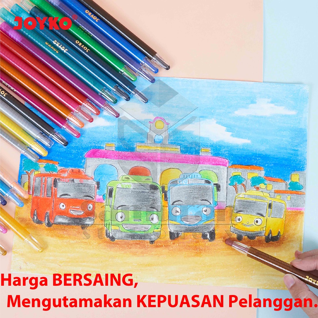 

L75 CRAYON JOYKO TWCR-12 MINI ( 12 COLOURS ) / KRAYON PUTAR MEWARNAI ISI 12 WARNA PENDEK / TWIST OIL