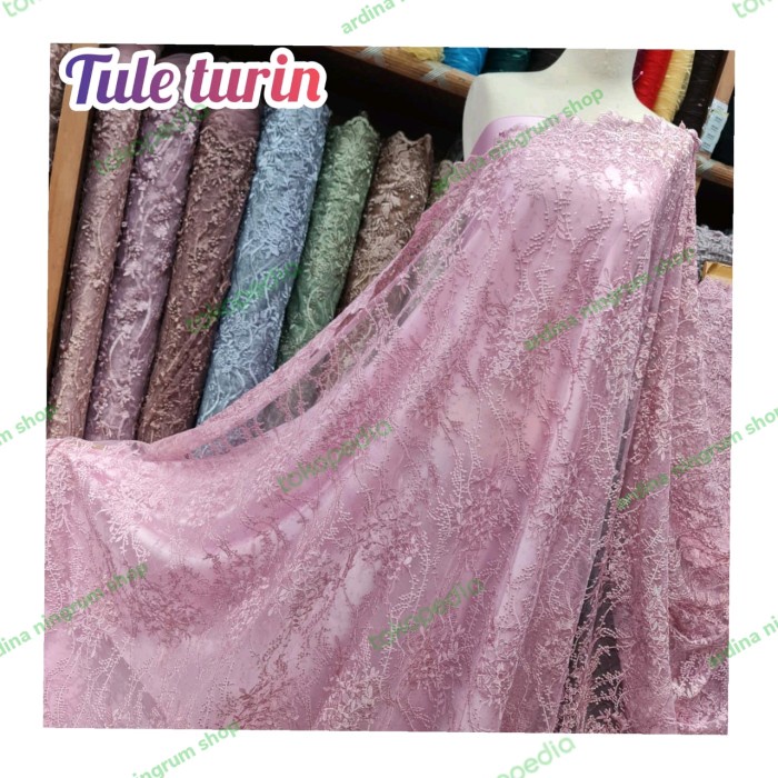 Terlaris Kain Tile Turin.Brukat Tile Payet.Kain Tile Payet.Kebaya Pengantin