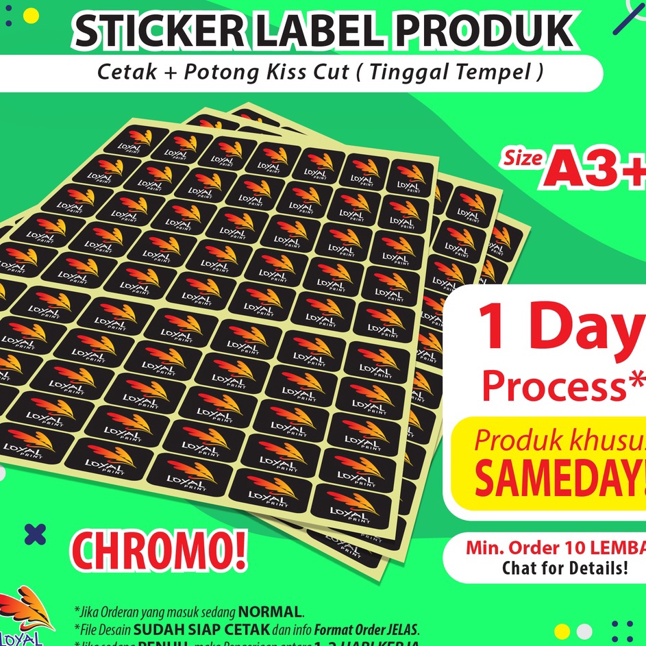 

XWVW2056 ✓ (SAMEDAY) Cetak Stiker Chromo + Cutting / Label Kemasan Produk / Cetak Sticker Kromo - Loyal Print