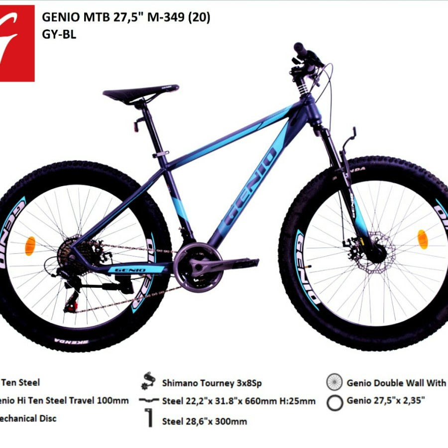 Sepeda Gunung 27,5 GENIO M-349 by UNITED SHIMANO 24 SPEED ORIGINAL