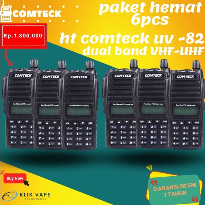 TERMURAH PAKET (6PCS) HT Comteck UV-82 Dual Band VHF - UHF Radio FM original bergaransi termurah