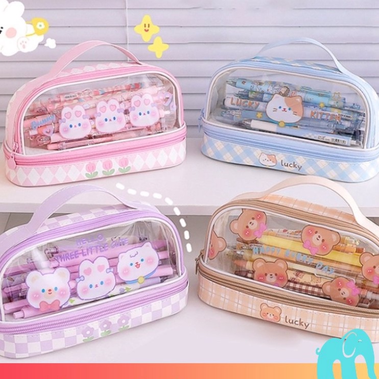 

12.12 FLASH SALE [Kirim Stiker] Tas Alat Tulis Transparan Berkapasitas Besar Tempat Pensil Murid Lucu Kotak Pensil Anak Laki-Laki Perempuan murah