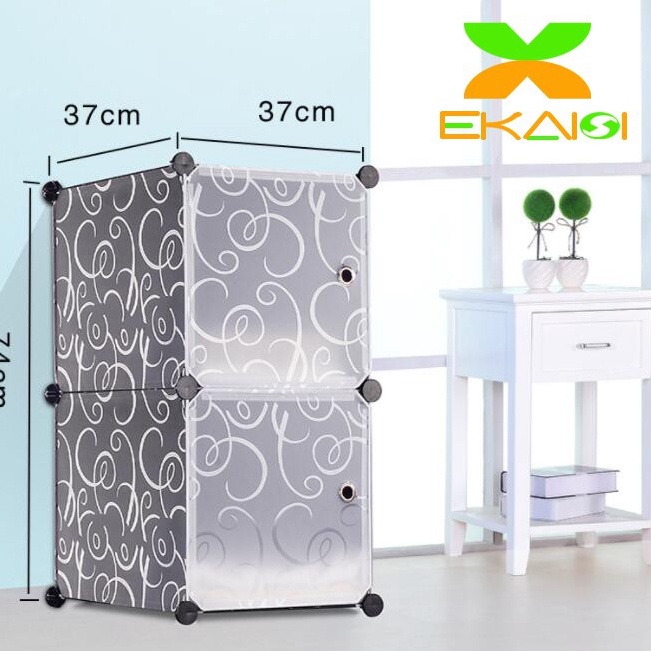 LANGSUNG ORDER. Ekaisi Lemari portable pakaian lemari kecil rak serbaguna plastik lemari baju rak bu