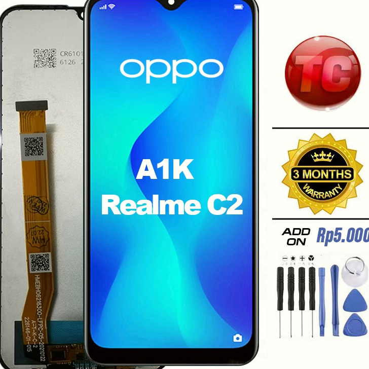 MLTP9203 ORIGINAL% LCD Realme C2  OPPO A1K Original 100% LCD TOUCHSCREEN Fullset Crown Murah Ori Com