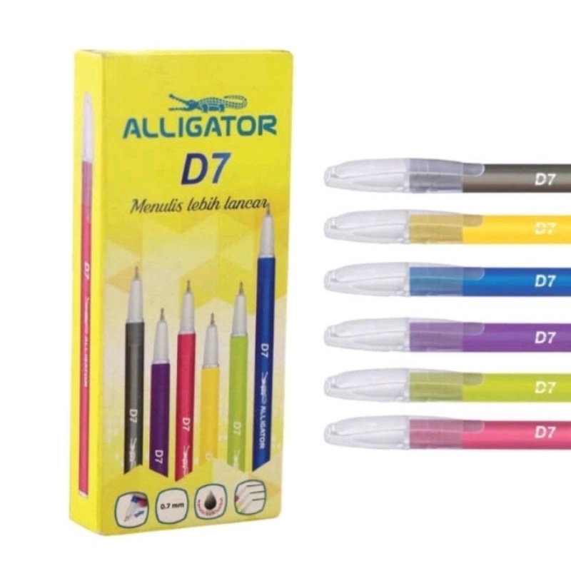 

(12pcs)Pulpen Ballpoint Pen Alligator Pen D7 Black Ink