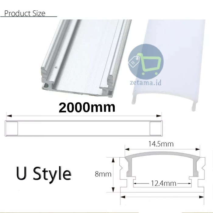 Terlaris Cover Led Aluminium Profile Led Strip Chanel Panjang 2 Meter