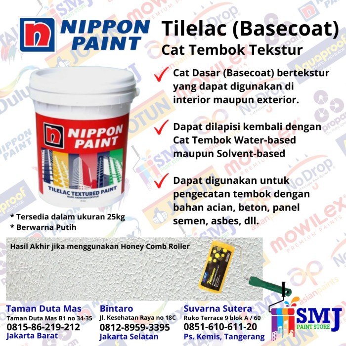 Cat Tekstur Tembok NIPPON PAINT TILELAC Textured Paint Putih 25kg