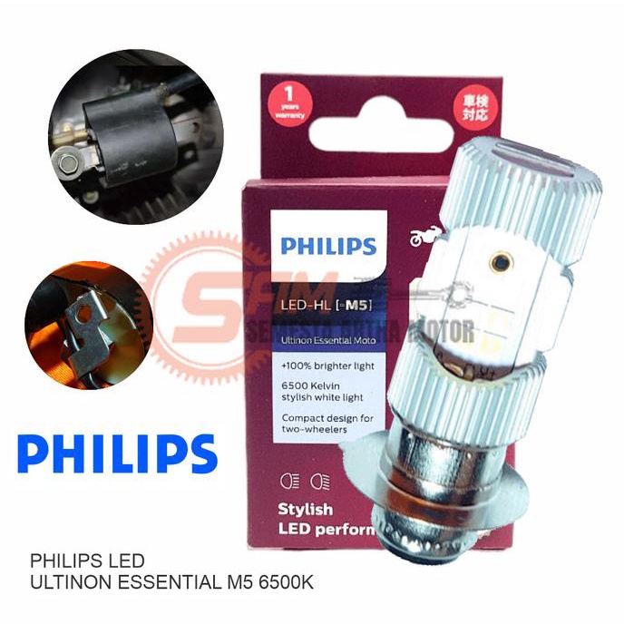 Lampu Depan Motor Philips Ultinon Essential Moto LED M5 Putih Headlamp