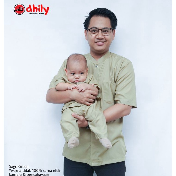 Trend Terbaru Kemeja koko couple Ayah Anak SAGE GREEN, baju koko anak