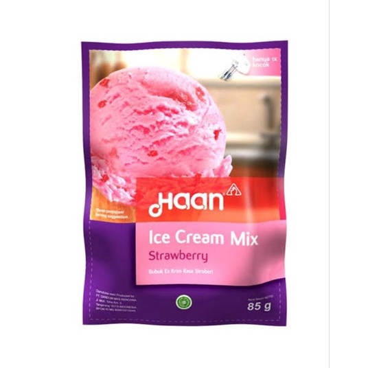 

♧ XIX 10479 HAAN Ice Cream Instant STRAWBERRY Es Krim Stroberi Instant Ready Stok ⓲